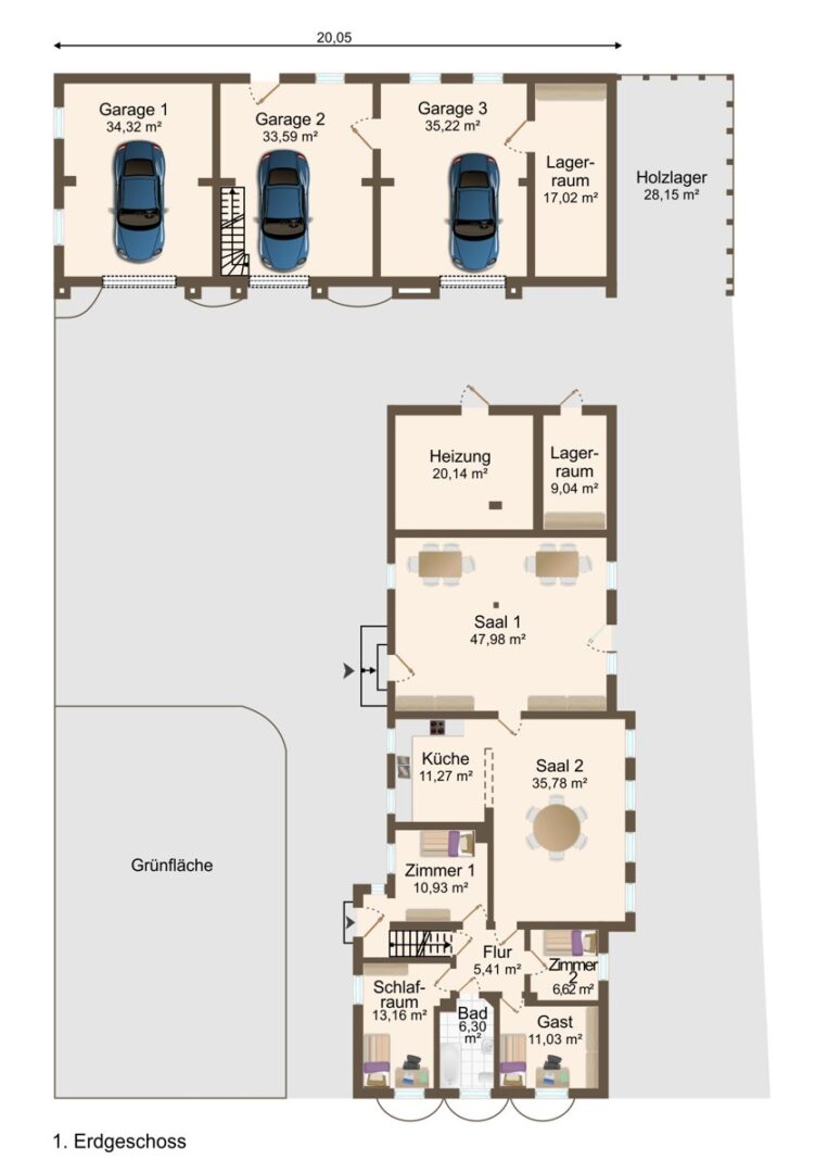 Erdgeschoss Gebäude B + C