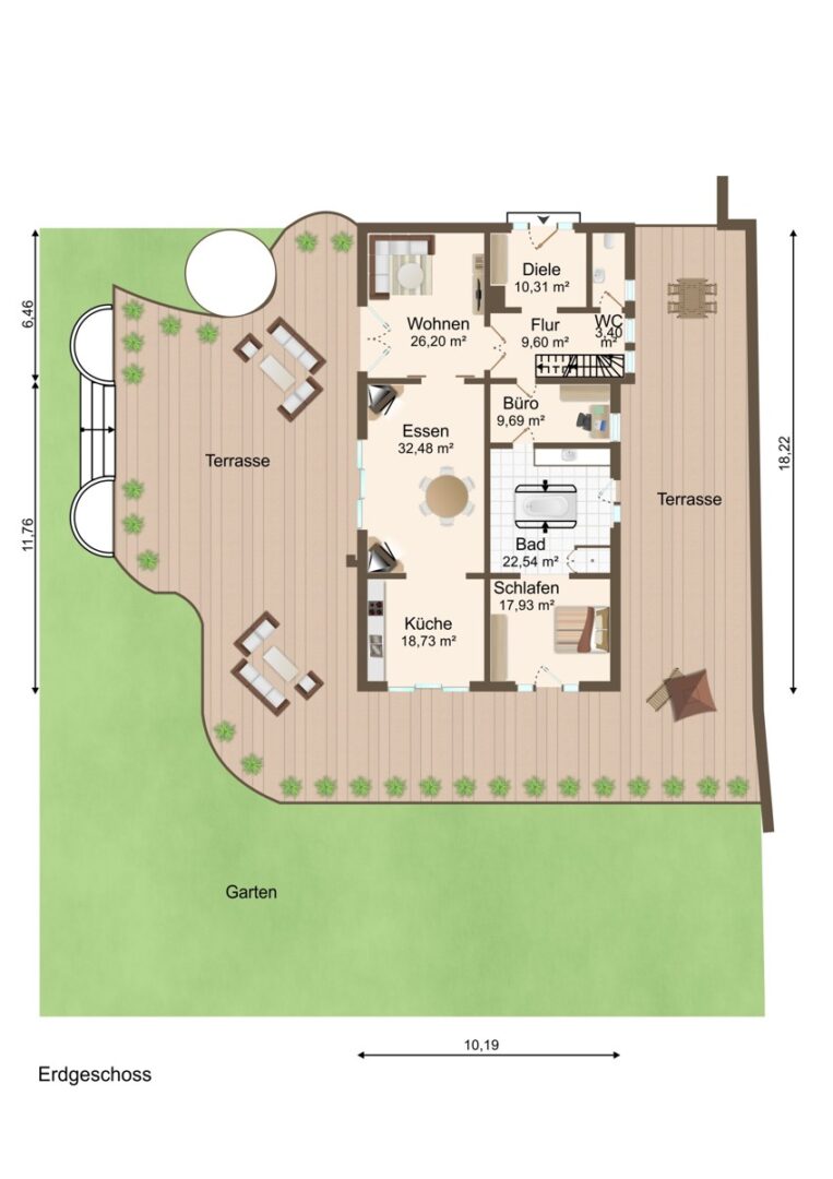 Erdgeschoss Villa Gebäude A