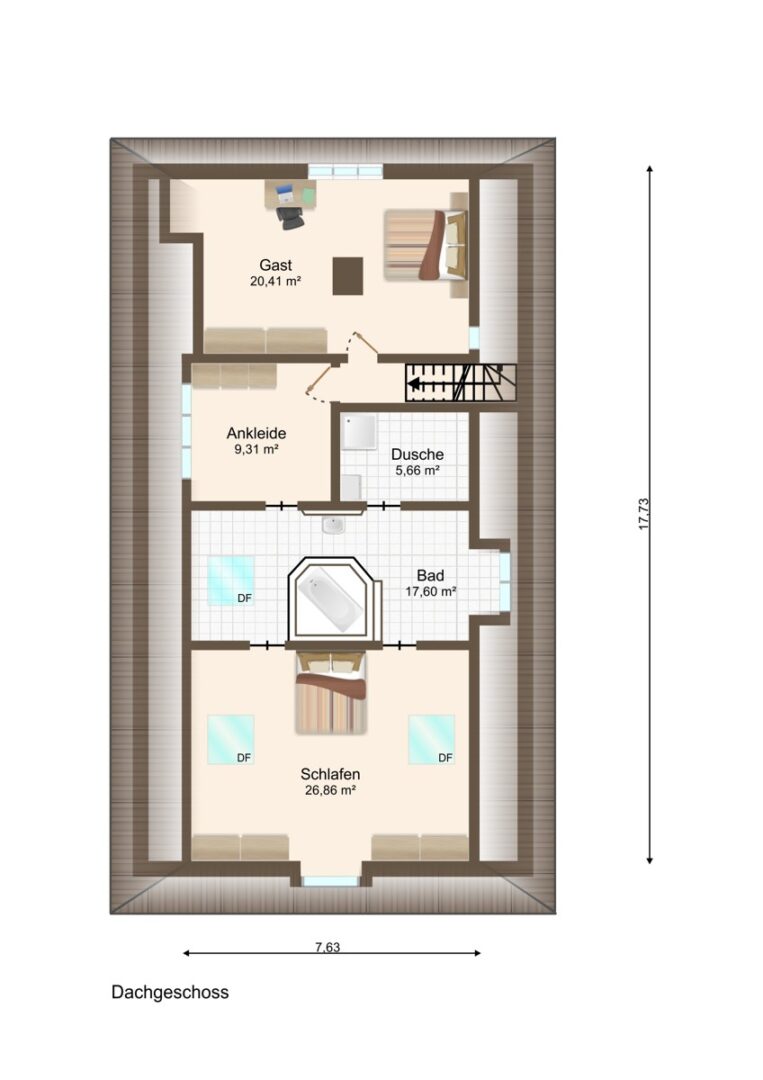 Dachgeschoss Villa Gebäude A